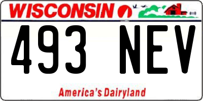 WI license plate 493NEV
