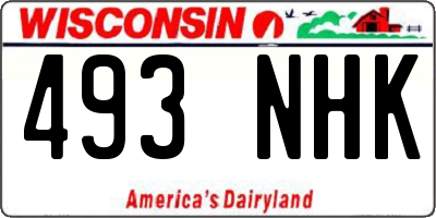 WI license plate 493NHK