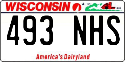 WI license plate 493NHS
