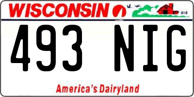 WI license plate 493NIG
