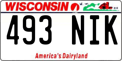 WI license plate 493NIK