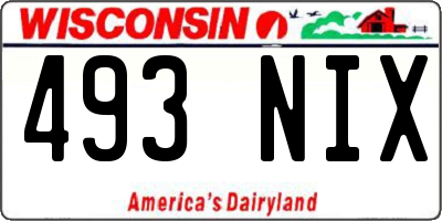 WI license plate 493NIX
