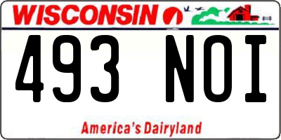 WI license plate 493NOI