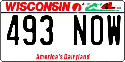 WI license plate 493NOW