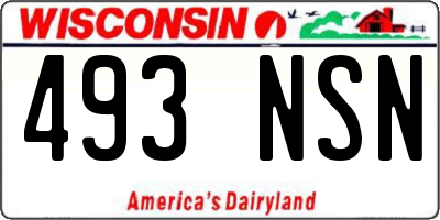WI license plate 493NSN