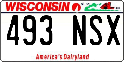 WI license plate 493NSX