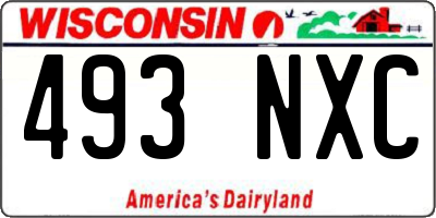 WI license plate 493NXC