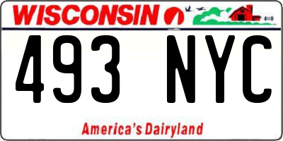 WI license plate 493NYC