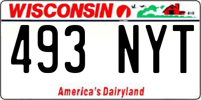 WI license plate 493NYT