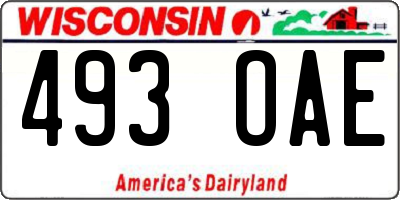 WI license plate 493OAE