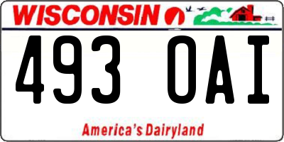 WI license plate 493OAI