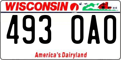 WI license plate 493OAO