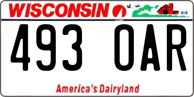 WI license plate 493OAR