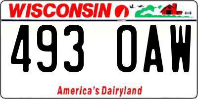 WI license plate 493OAW