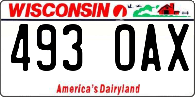 WI license plate 493OAX