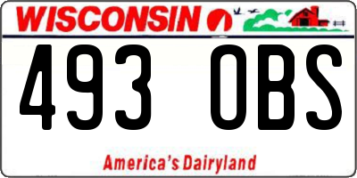 WI license plate 493OBS