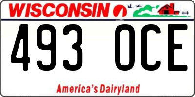 WI license plate 493OCE