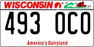 WI license plate 493OCO