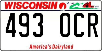 WI license plate 493OCR