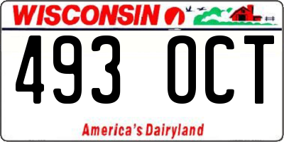 WI license plate 493OCT