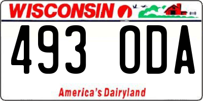 WI license plate 493ODA