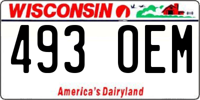 WI license plate 493OEM