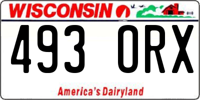 WI license plate 493ORX