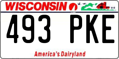 WI license plate 493PKE