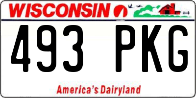 WI license plate 493PKG