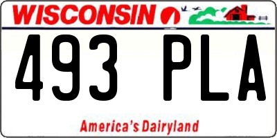 WI license plate 493PLA