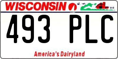 WI license plate 493PLC