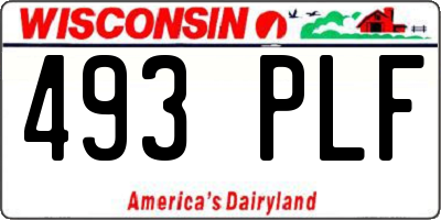WI license plate 493PLF
