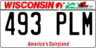 WI license plate 493PLM