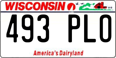 WI license plate 493PLO