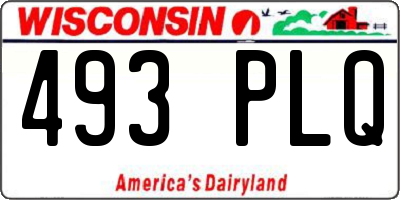 WI license plate 493PLQ