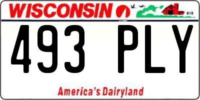 WI license plate 493PLY