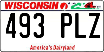 WI license plate 493PLZ