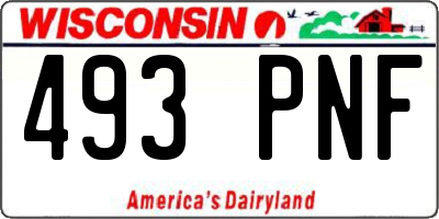 WI license plate 493PNF