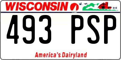 WI license plate 493PSP