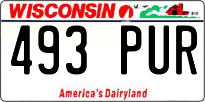 WI license plate 493PUR