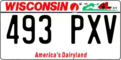 WI license plate 493PXV