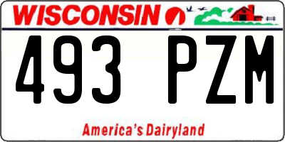 WI license plate 493PZM