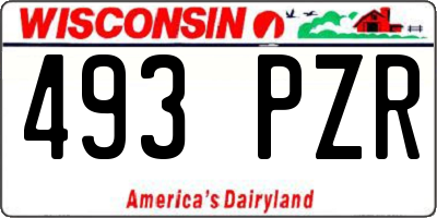 WI license plate 493PZR