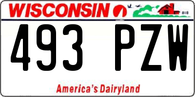 WI license plate 493PZW