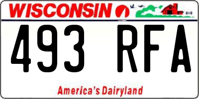 WI license plate 493RFA