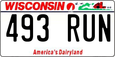 WI license plate 493RUN