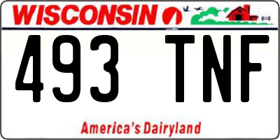 WI license plate 493TNF