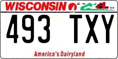 WI license plate 493TXY
