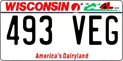 WI license plate 493VEG