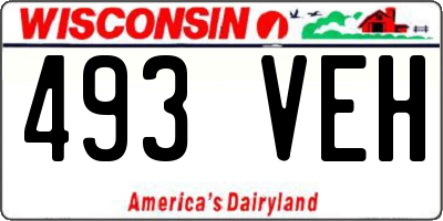 WI license plate 493VEH